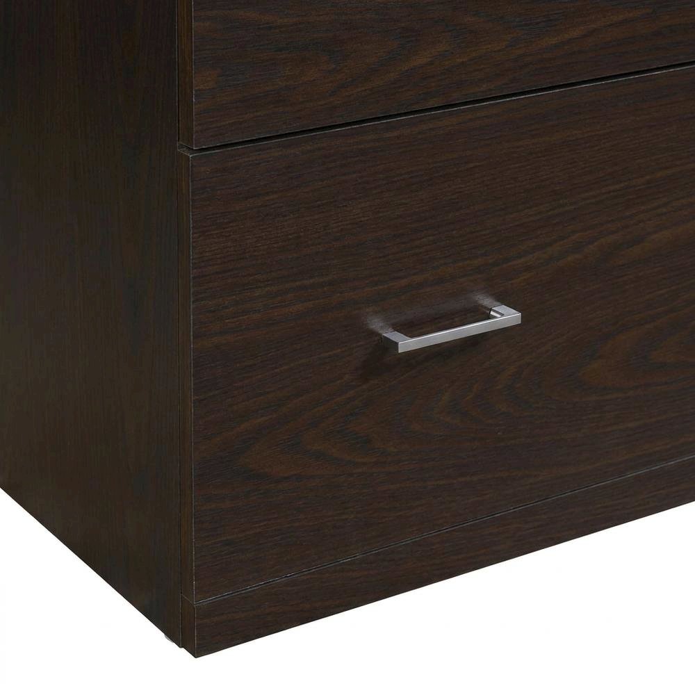Brown Engineered Wood Wide Two-Drawer Lateral File Cabinet Office. Picture 5