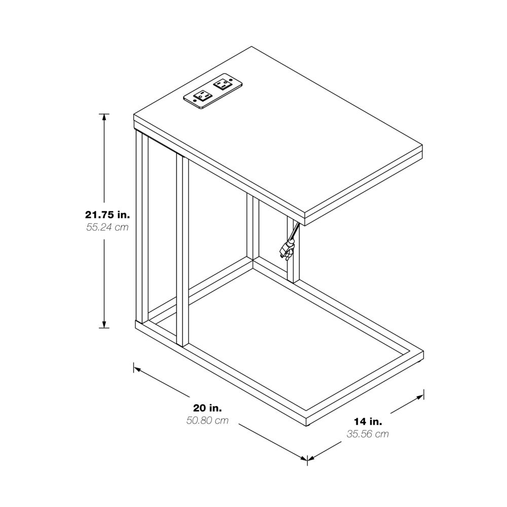 Norwich C-Table with Black Base and White Marble Top Including Built in Power Port, NRWWM-BLK. Picture 2