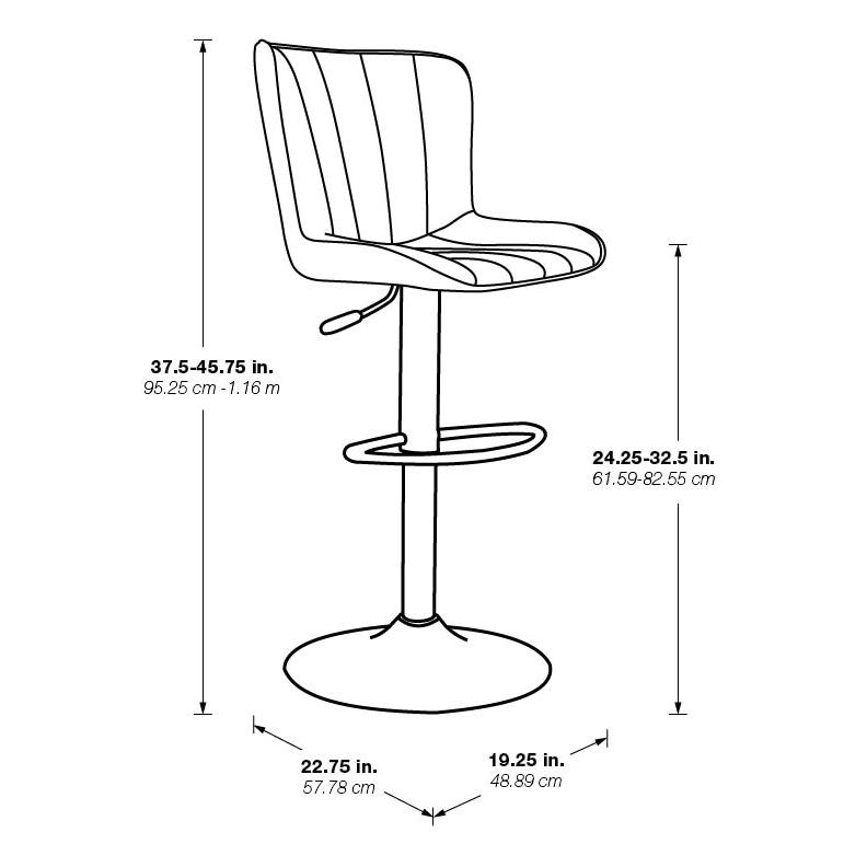 Kirkdale Adjustable Stool 2-Pack in Charcoal Faux Leather. Picture 3