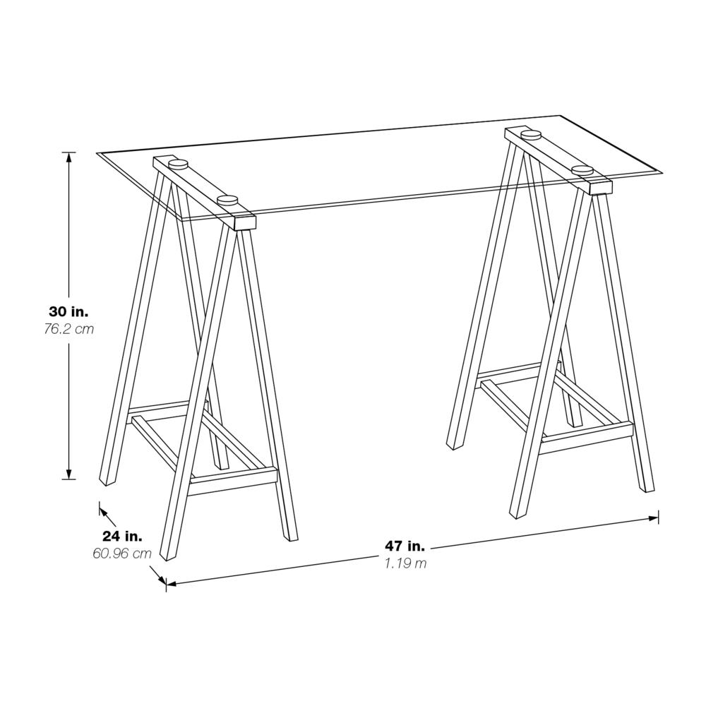 Middleton Desk with Clear Glass Top and White Base, MDL4724-WH. Picture 2