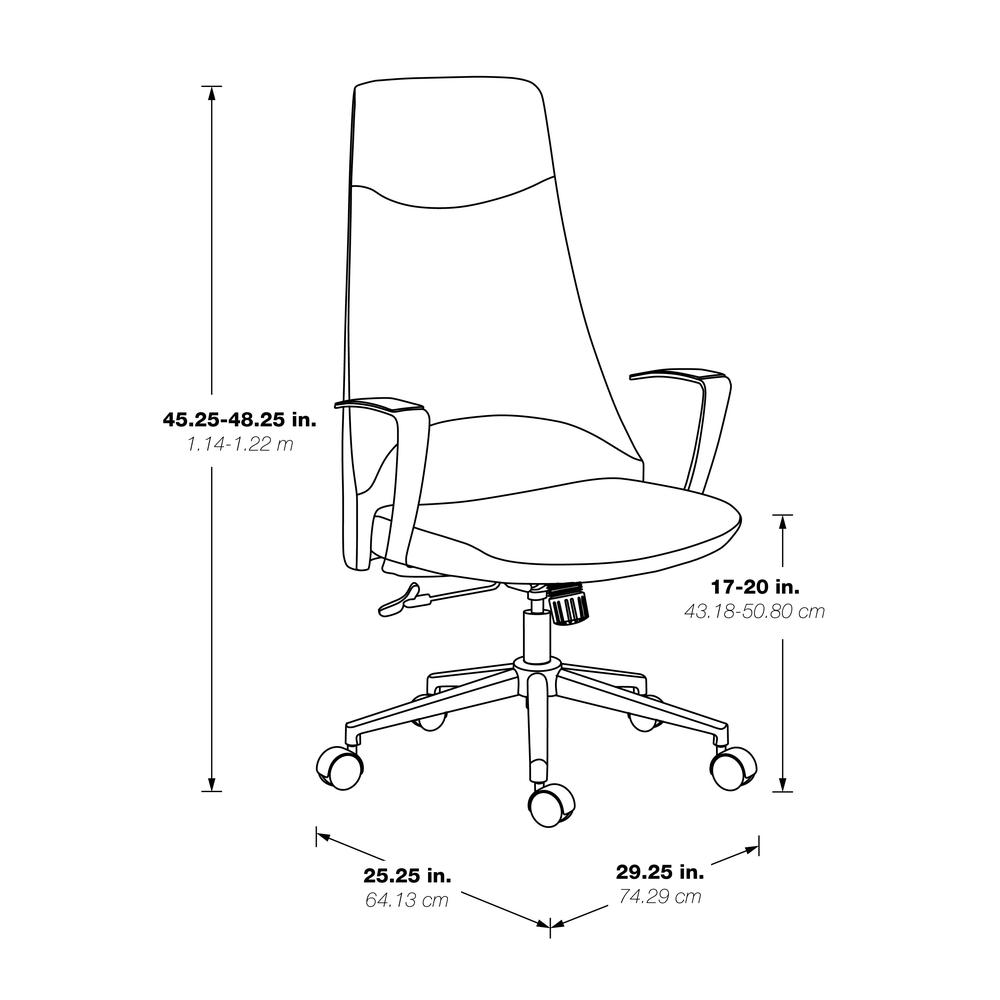 High Back Antimicrobial Fabric Chair with Fixed Padded Aluminum Arms and Chrome Base in Dillon Steel. Picture 3