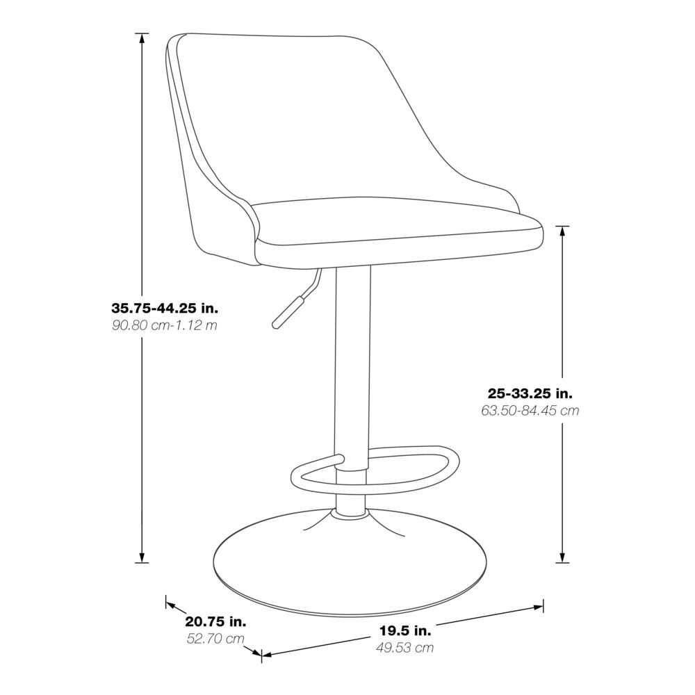 Sylmar Height Adjustable Stool in Charcoal Faux Leather. Picture 2