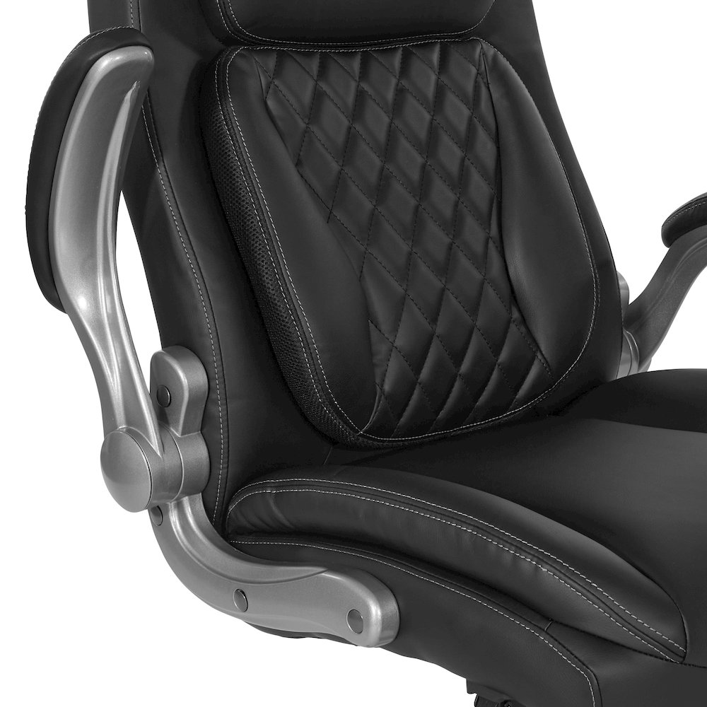 Executive Chair in Black Bonded Leather with Flip Arms. Picture 8