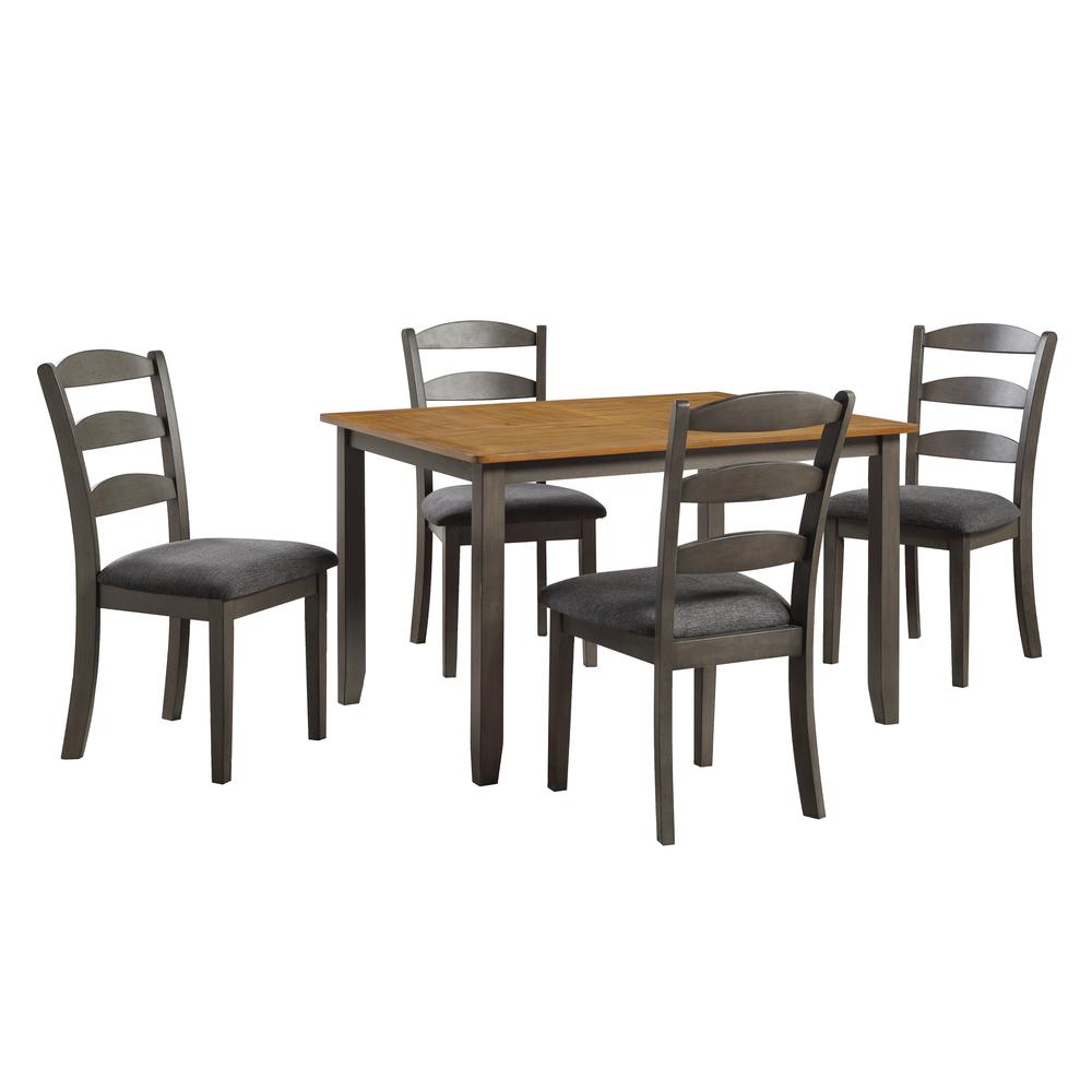 West Lake 47” 5-pc. Dining Table Set With Antique Natural Finish Top and Grey Base, WSK3247K-GRY. Picture 1