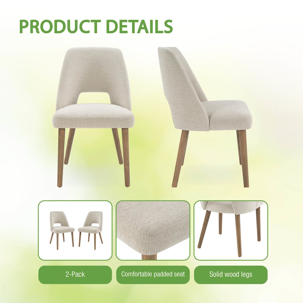 Ralston Dining Chair in Linen Fabric with Medium Oak Legs 2-Pack. Picture 8