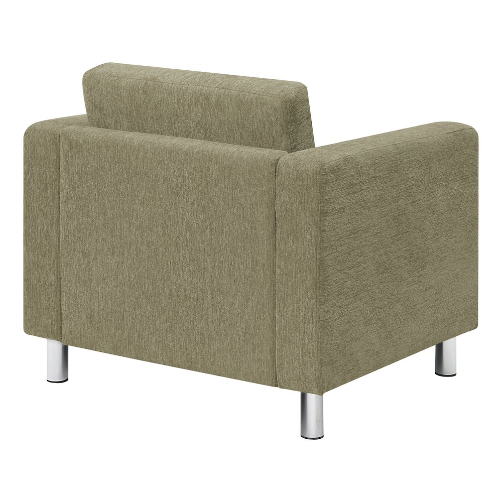 Pacific Armchair in Sea Green Fabric with Chrome Legs. Picture 6