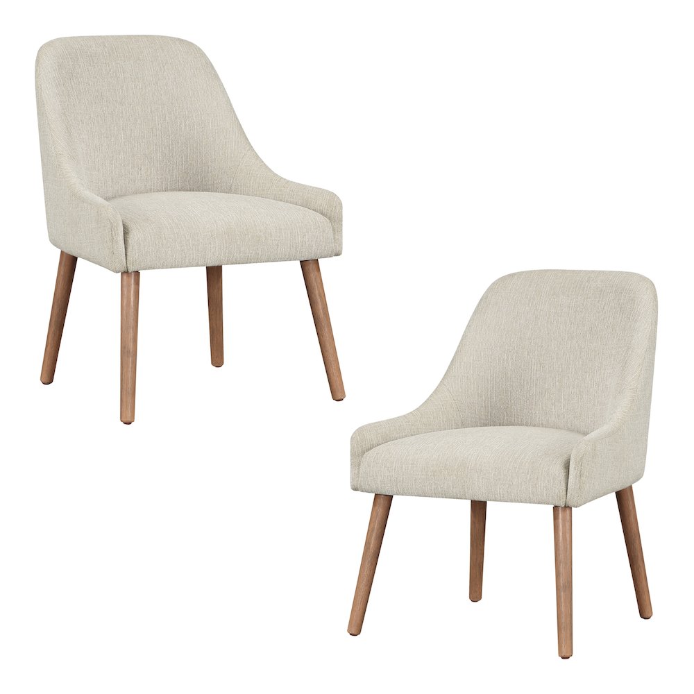 Kaylen Dining Chair 2-Pack in Linen Fabric with Medium Oak Legs. Picture 1