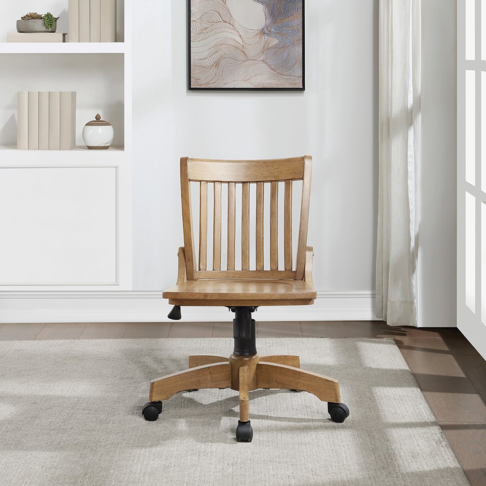 Deluxe Armless Wood Bankers Chair. Picture 6