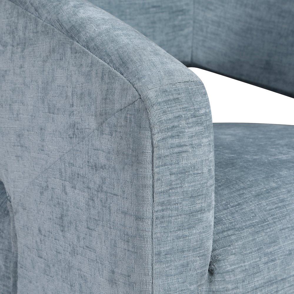 Devin Swivel Chair in Sky Blue Fabric. Picture 9
