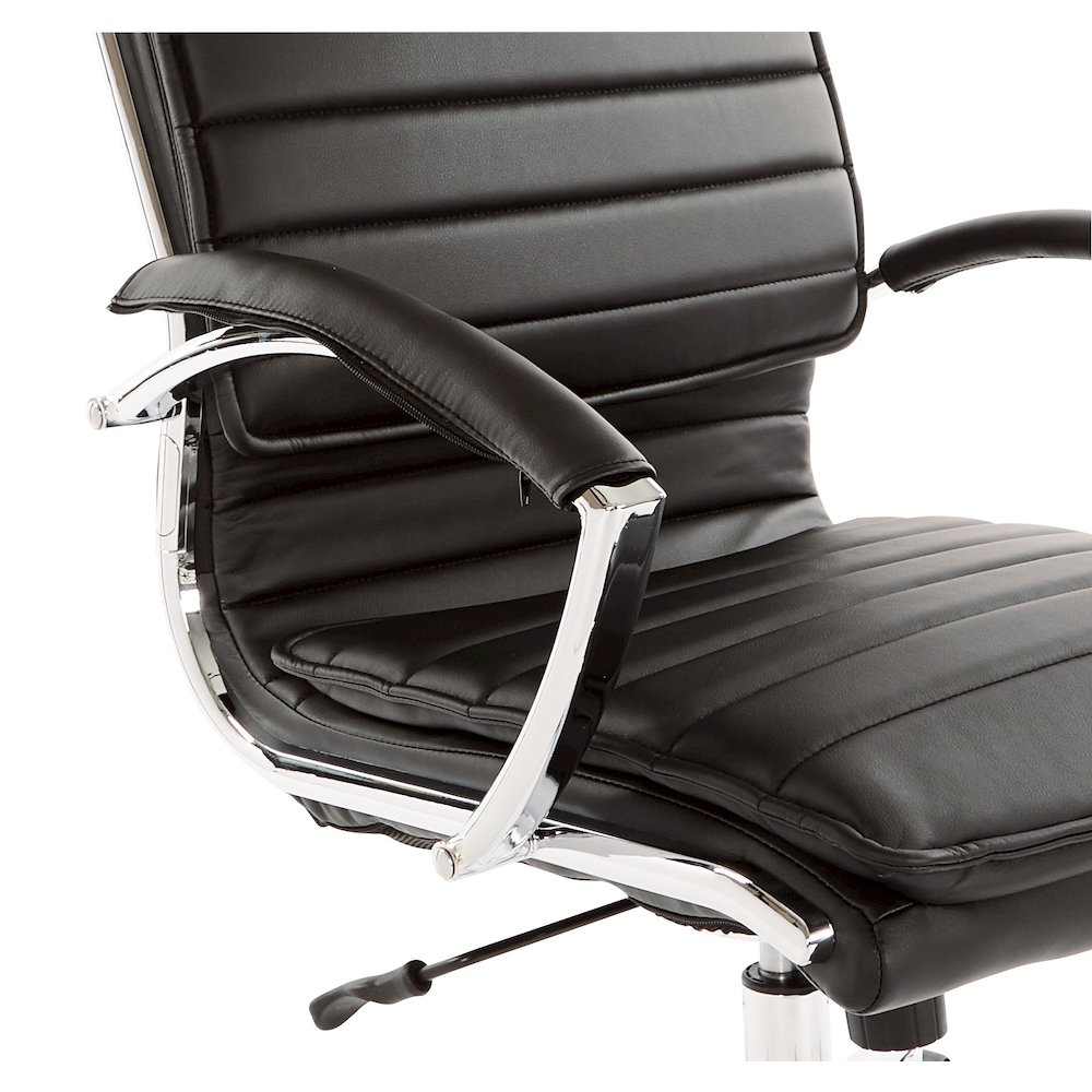 Mid-Back Manager’s Faux Leather Chair with Chrome Base, Removable Arm Sleeves.. Picture 11