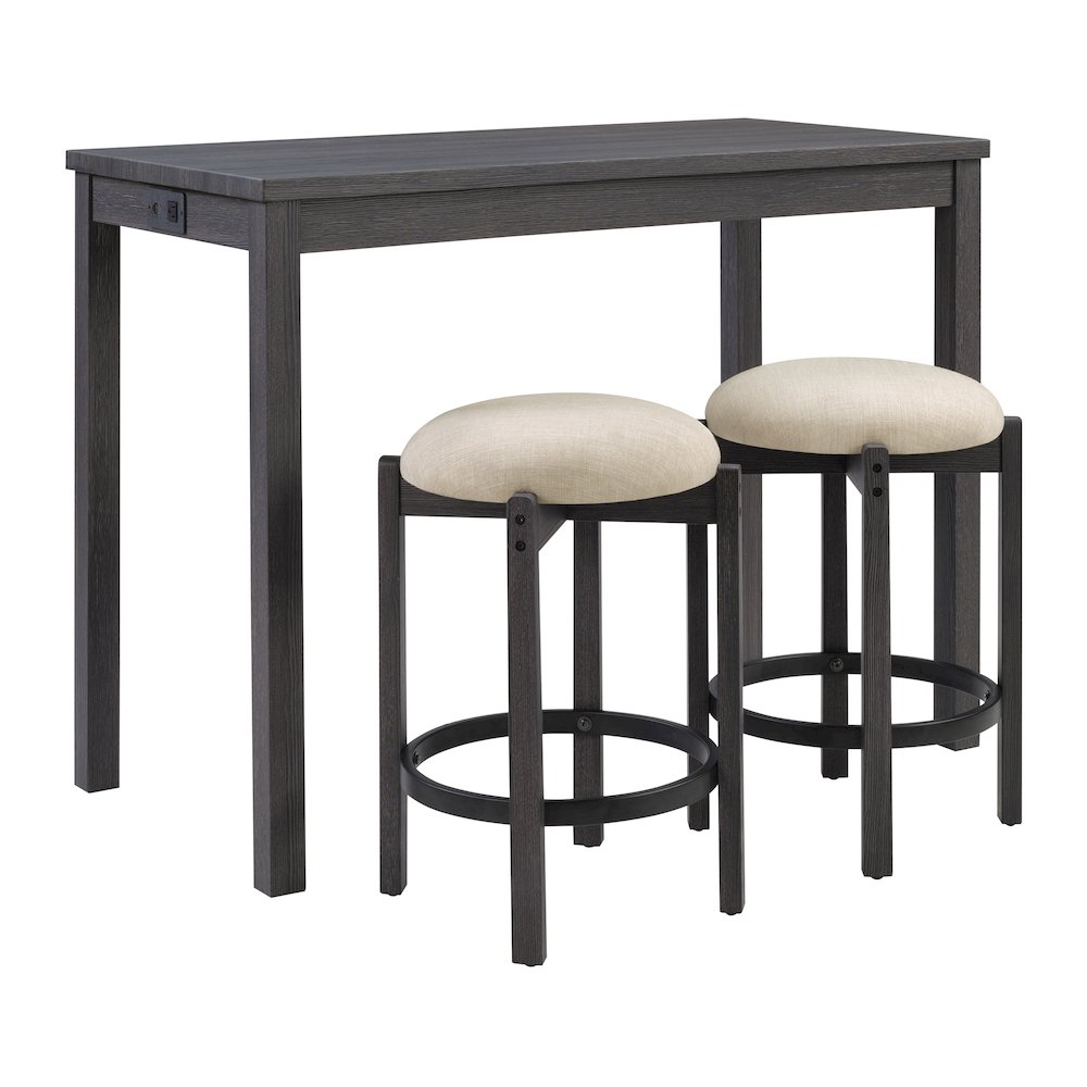 Melissa 3-PC  Counter Height Table Dining Set with Power, 2 Stools. Picture 1