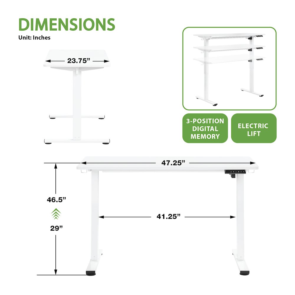 Primo 48"W Sit to Stand Electric Height Adjustable Desk in White Finish. Picture 12