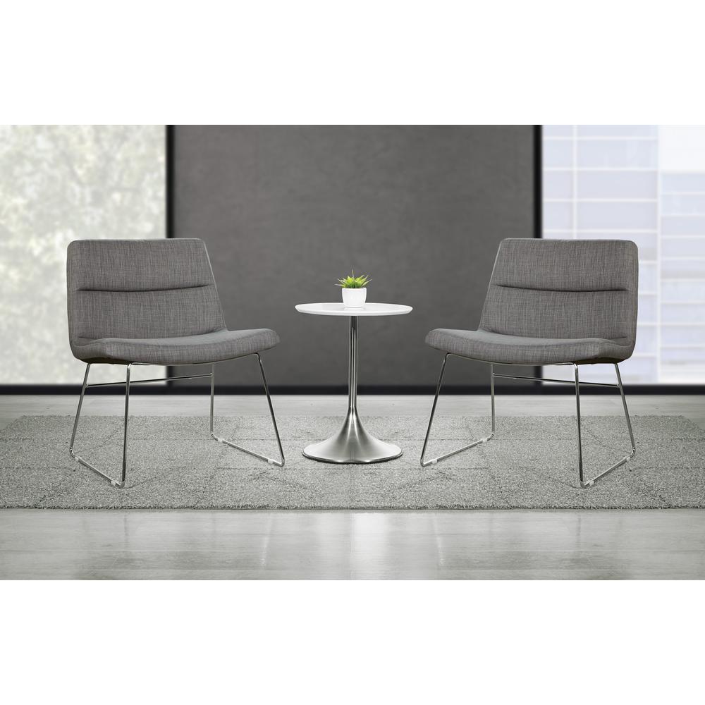 Thompson Chair in Charcoal Fabric with Chrome Sled Base, THP-M78. Picture 4