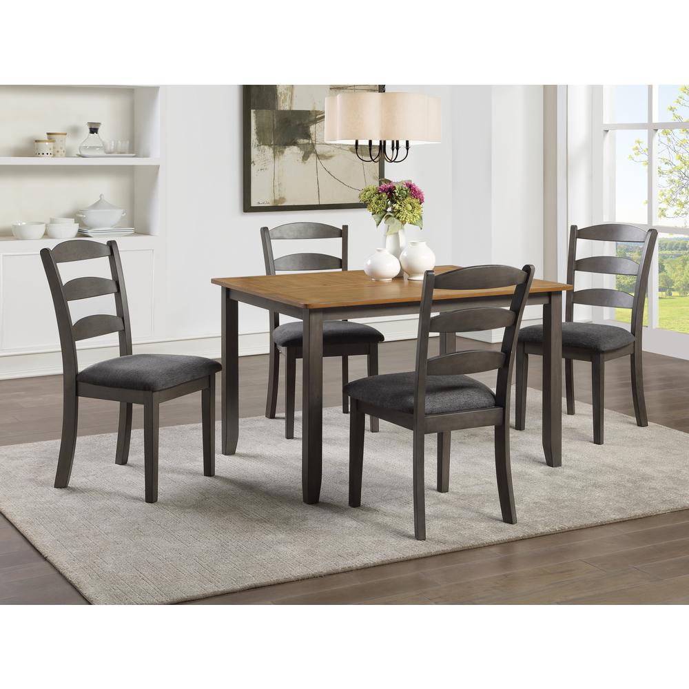 West Lake 47” 5-pc. Dining Table Set With Antique Natural Finish Top and Grey Base, WSK3247K-GRY. Picture 6