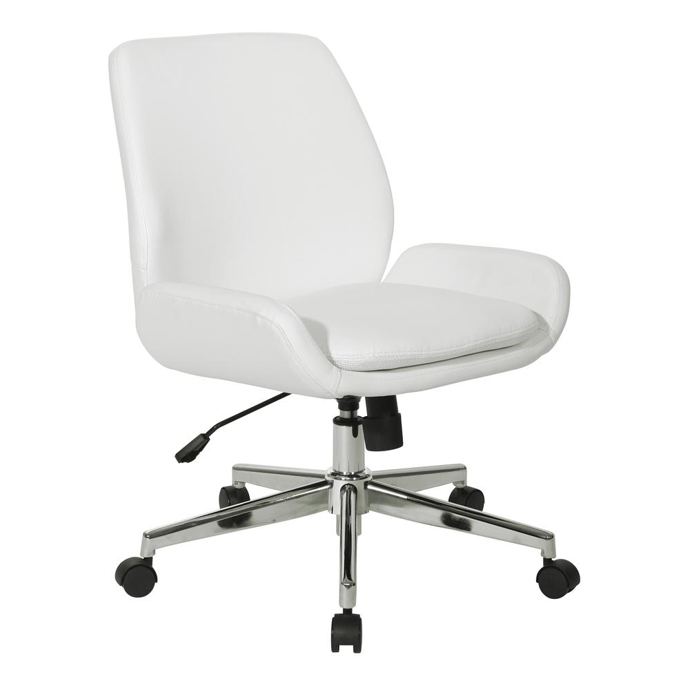 White Faux Leather Chair with Chrome Finish Base, FL61903C-U11. Picture 1