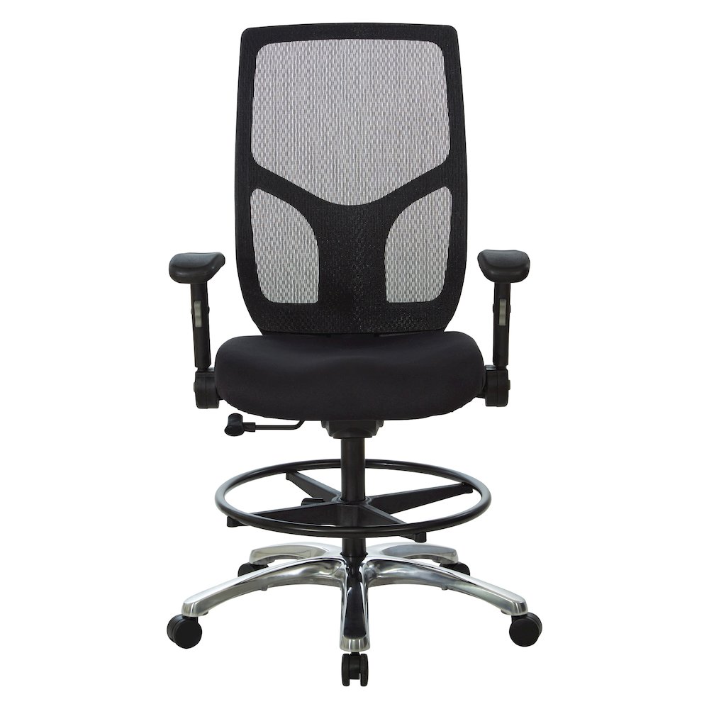 ProGrid Mesh Back Drafting Chair in  FreFlex Coal Fabric with Padded Seat. Picture 3