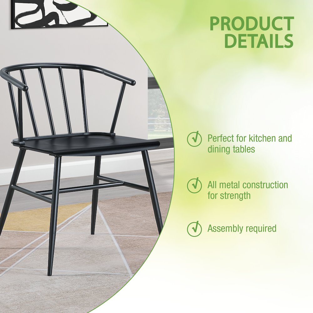 Lincoln All Metal Chair in Black Finish. Picture 9