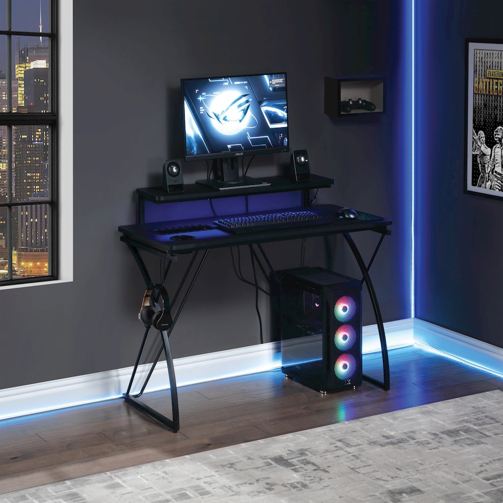 Biome 44" Battlestation Gaming Desk With Bluetooth LED Lights. Picture 7