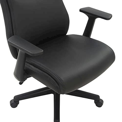 Mid-Back Managers Chair with Flip Up Arms in Black Faux Leather. Picture 10