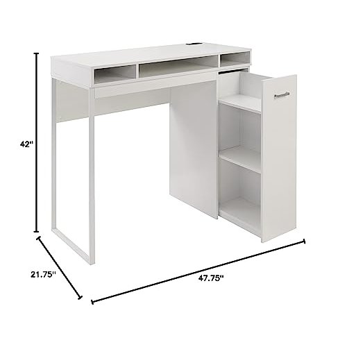 Ravel 47"W Desk with Storage in White Finish KD, RV9848-WH. Picture 12
