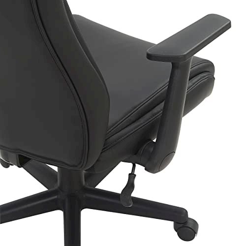 Mid-Back Managers Chair with Flip Up Arms in Black Faux Leather. Picture 11