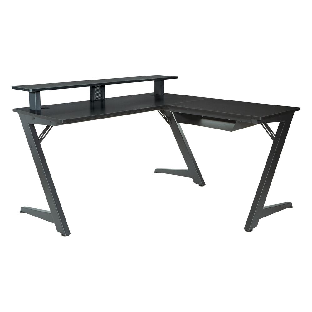 Avatar Battlestation L-Shape Gaming Desk with Carbon Top and Matte Black Legs, AVA25-BLK. Picture 1