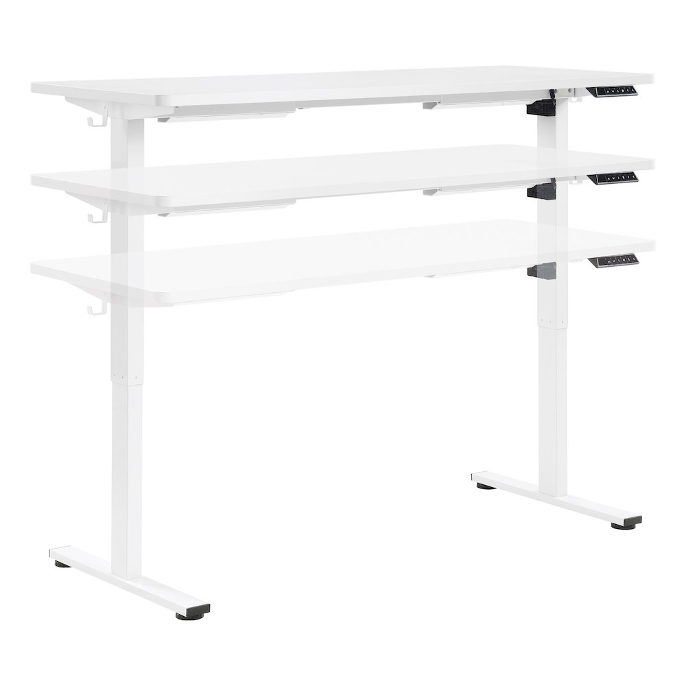 Primo 59"W Sit to Stand Electric Height Adjustable Desk in White Finish. Picture 2