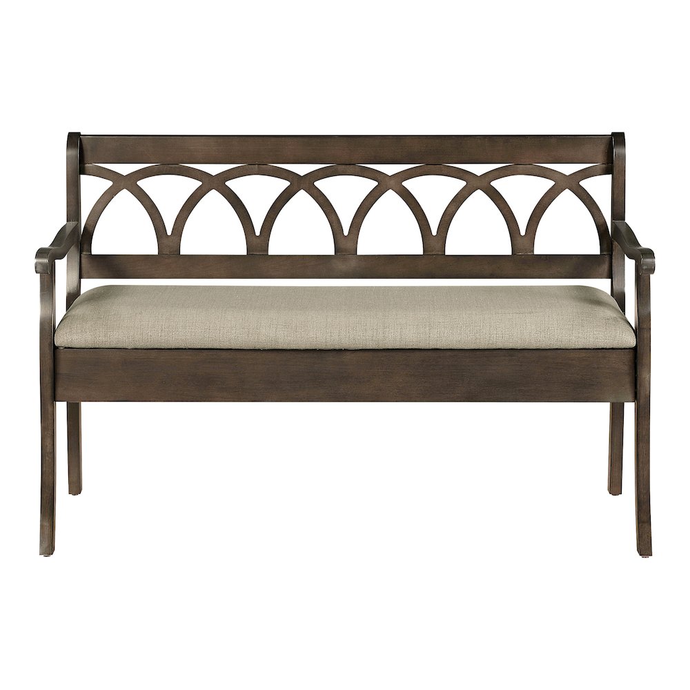 Coventry Storage Bench in Dark Walnut Finish Frame and Beige Seat Cushion K/D. Picture 2