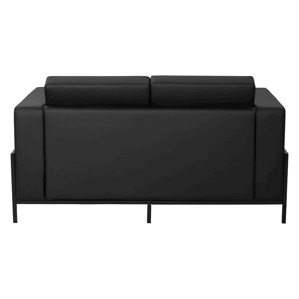 Arctic Loveseat in Black Faux Leather with USB and USB-C Charging Stations. Picture 6