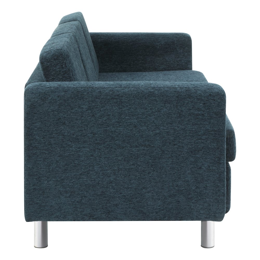 Pacific Sofa in Navy Fabric with Chrome Legs. Picture 5