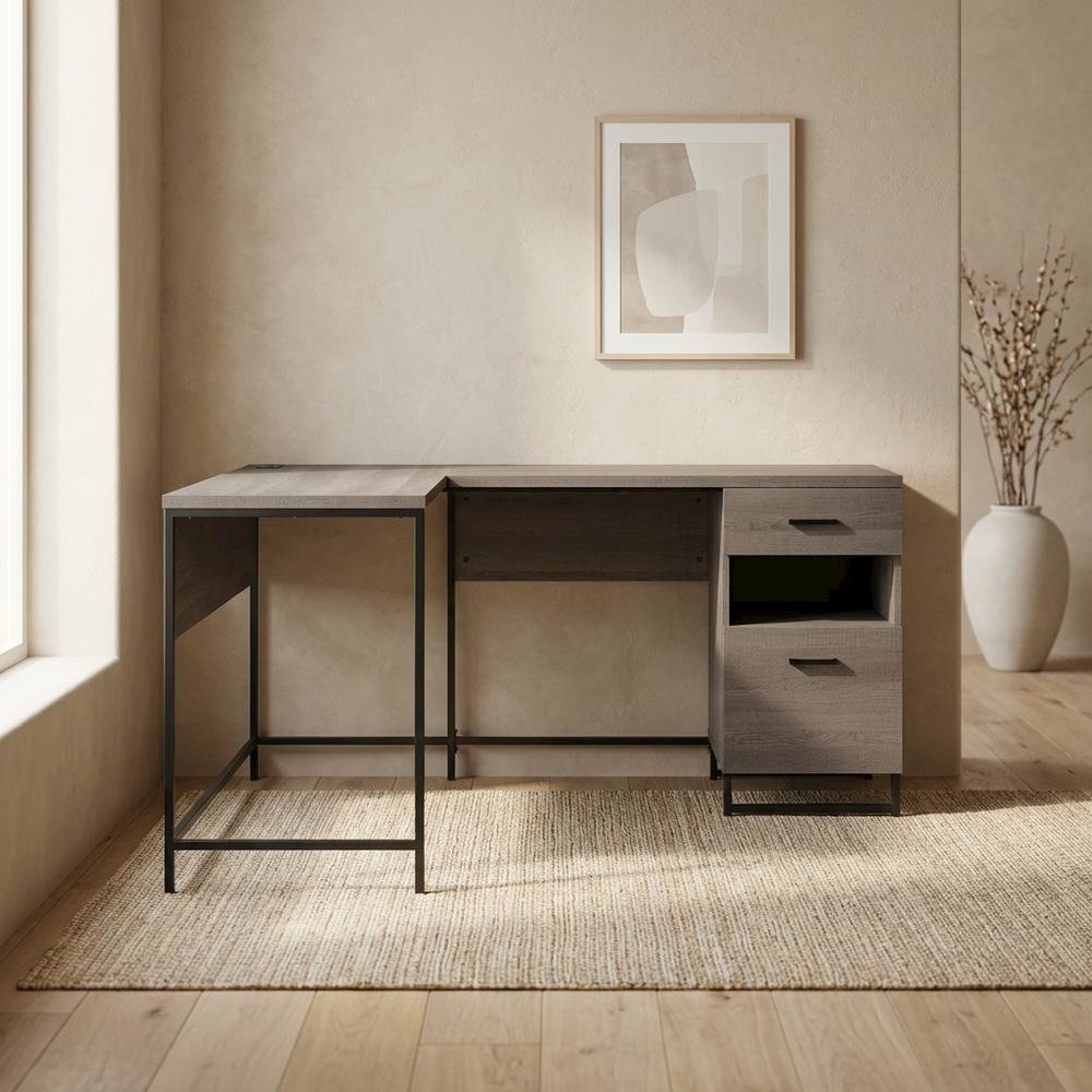 Wooden Desk with Hutch in Natural Finish, Spacious and Sturdy. Picture 2