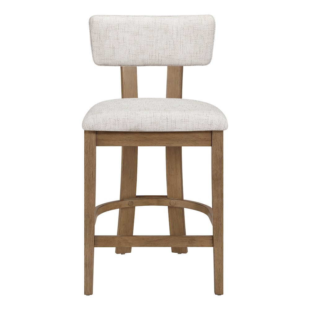 Hanson 26" Counter Stool with Linen Fabric and Medium Oak Wood, 2-Pack. Picture 4