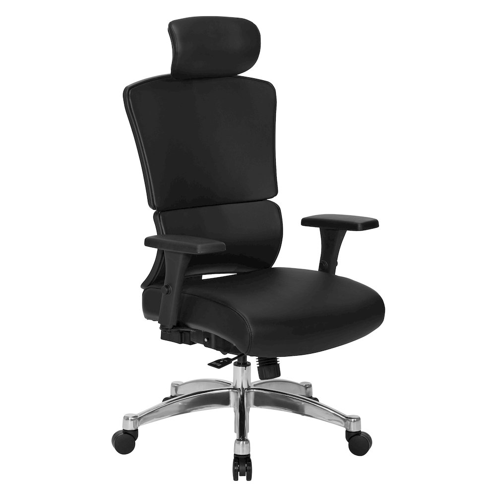 Manager’s Chair with Dillon Black Fabric Seat and Back and adjustable Headrest. Picture 1