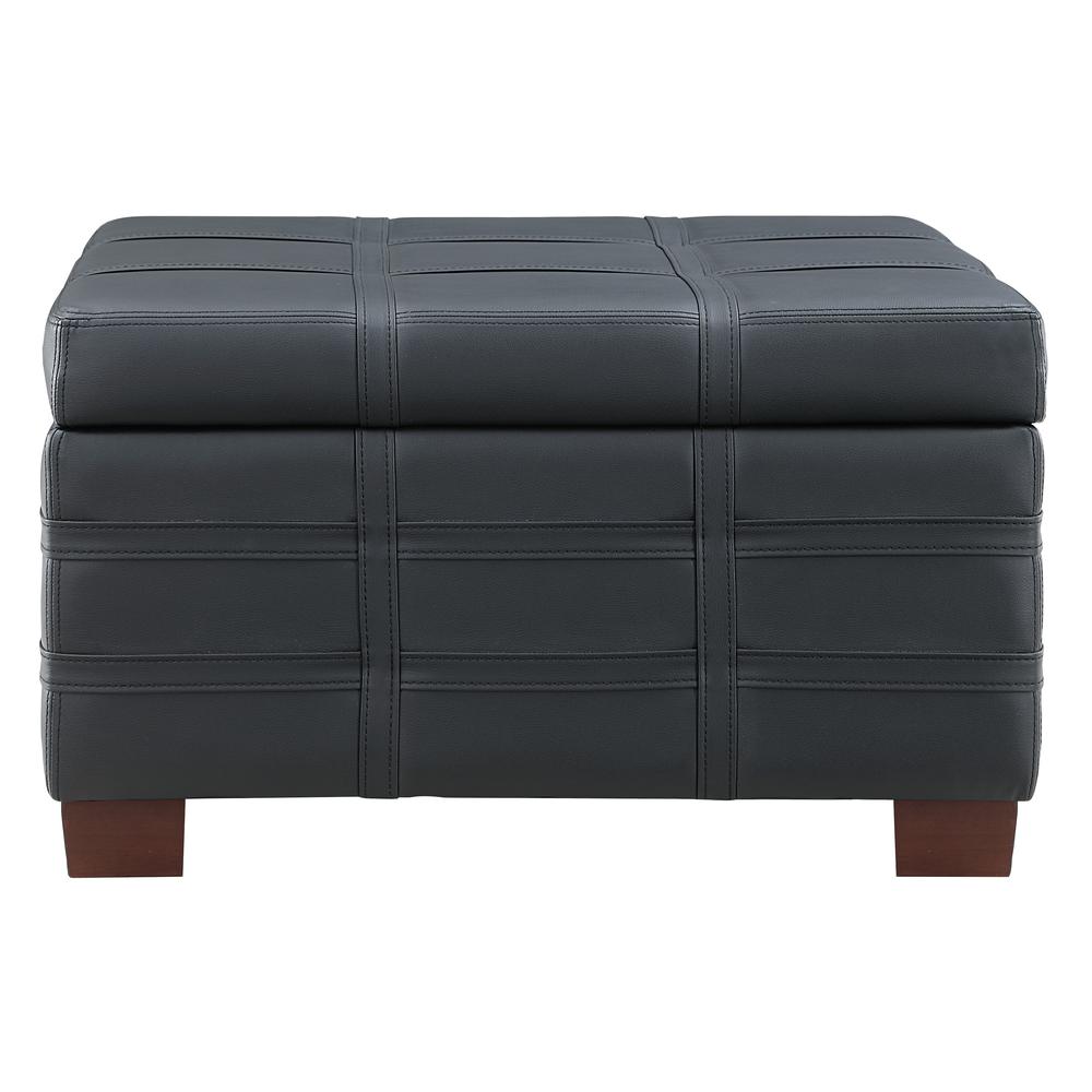 Detour Strap Square Storage Ottoman in Black Faux Leather, DTR3030S-B18. Picture 3
