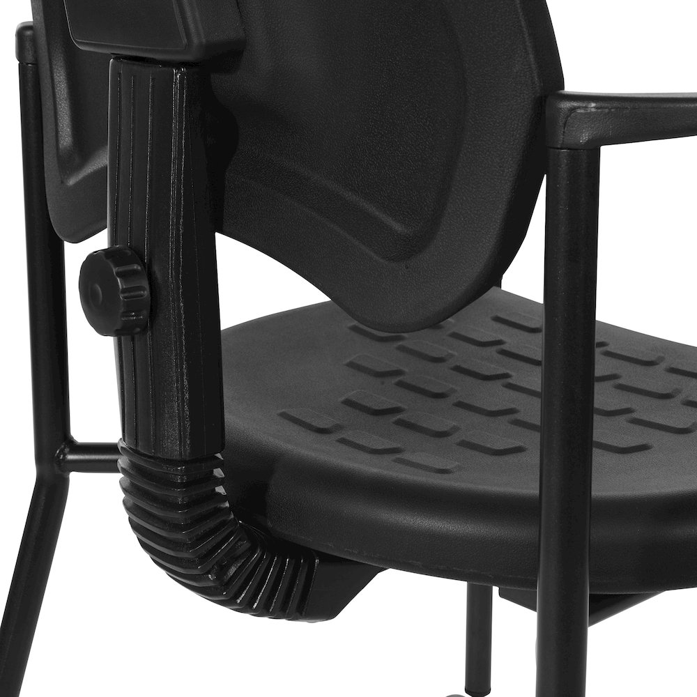 Black Self Skinned Urethane Guest Arm Chair in Black Finish Frame with Casters. Picture 9