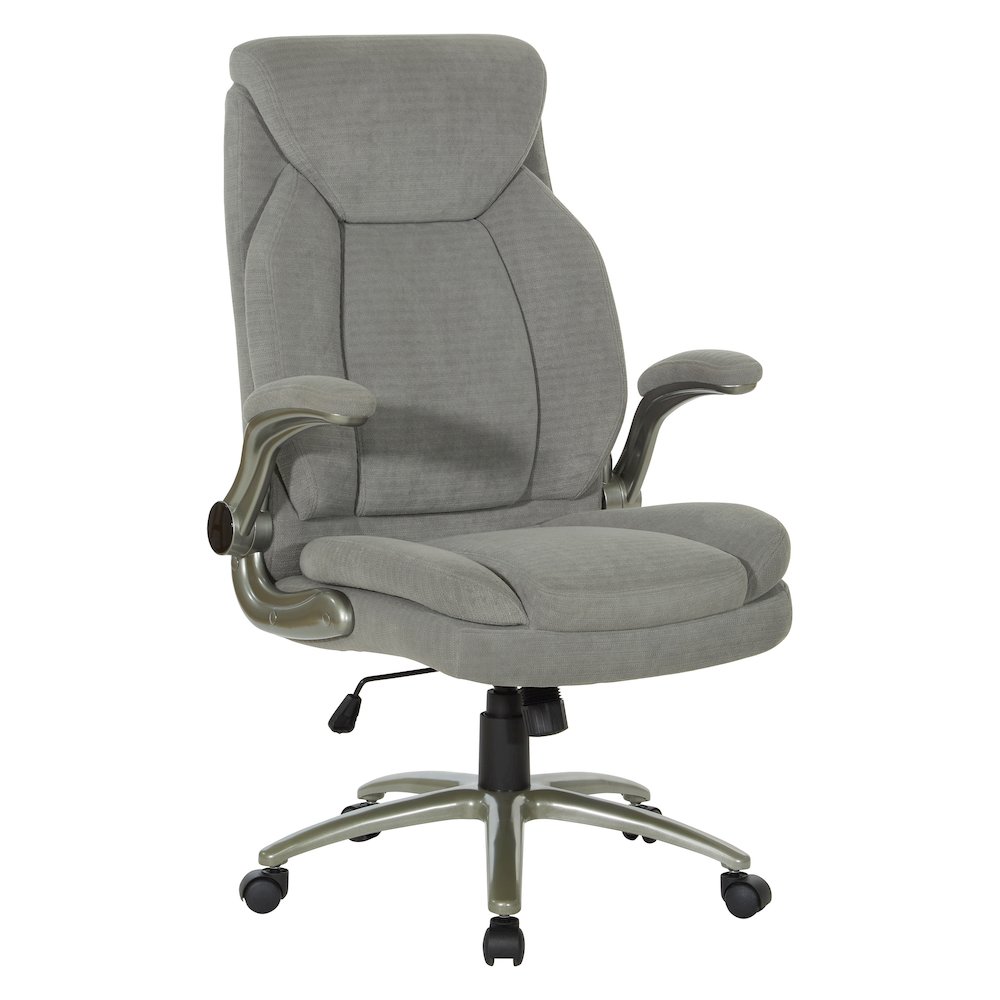 Grey Fabric Big & Tall Chair with Padded Flip Arms and Titanium Base.. Picture 1