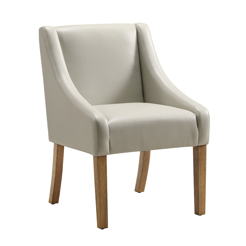 Monarch Dining Chair In Cream Faux Leather With Medium Espresso Wood Legs. Picture 1