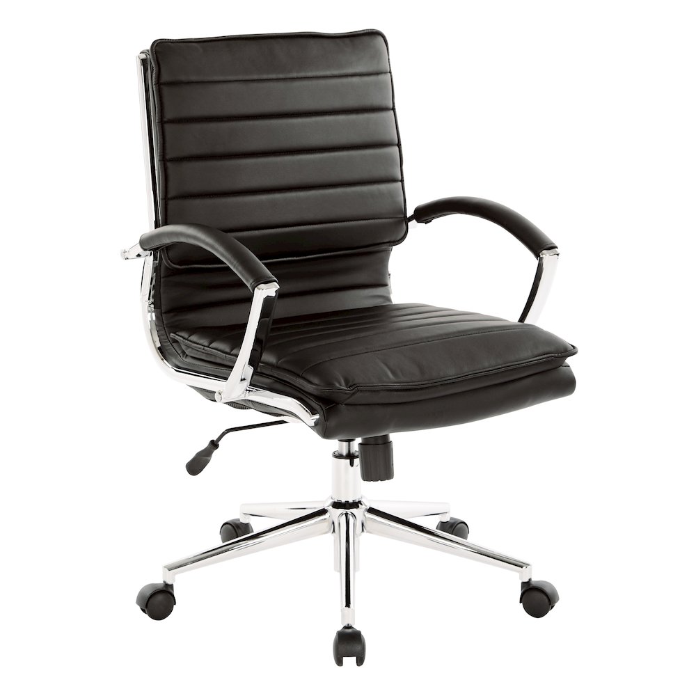 Mid-Back Manager’s Faux Leather Chair with Chrome Base, Removable Arm Sleeves.. Picture 3