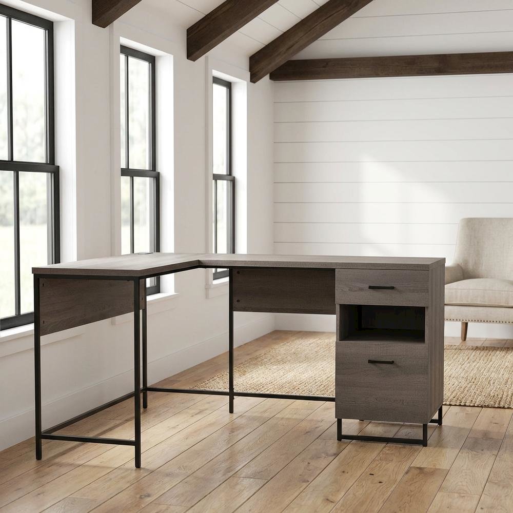Wooden Desk with Hutch in Natural Finish, Spacious and Sturdy. Picture 3