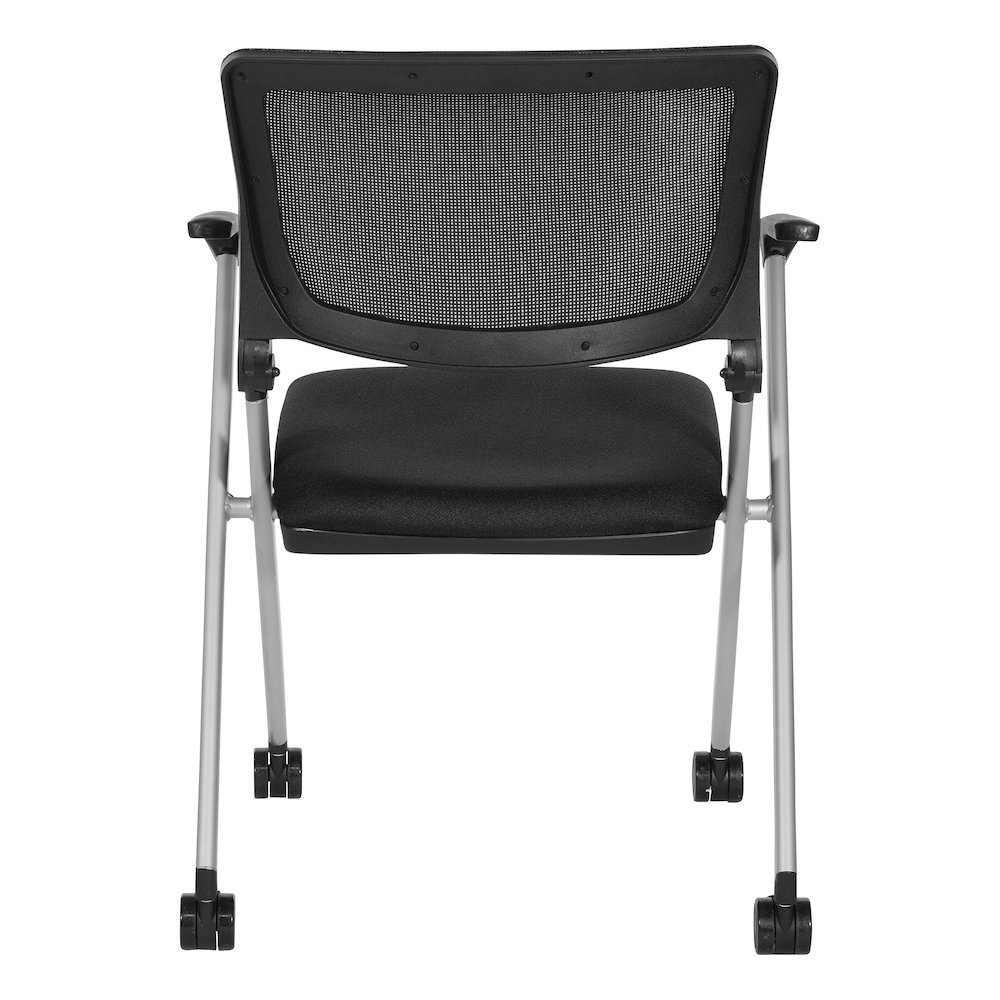 Flex Back Nesting Chair in Silver Finish and Black Mesh Fabric 2-Pack. Picture 7
