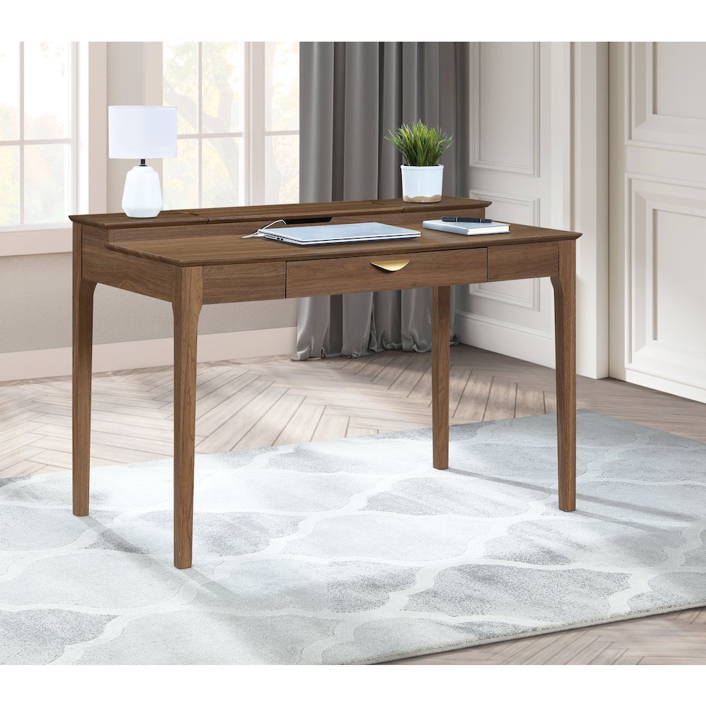 Angelina Desk with Shelf Storage Hutch with Majestic Walnut Finish. Picture 9