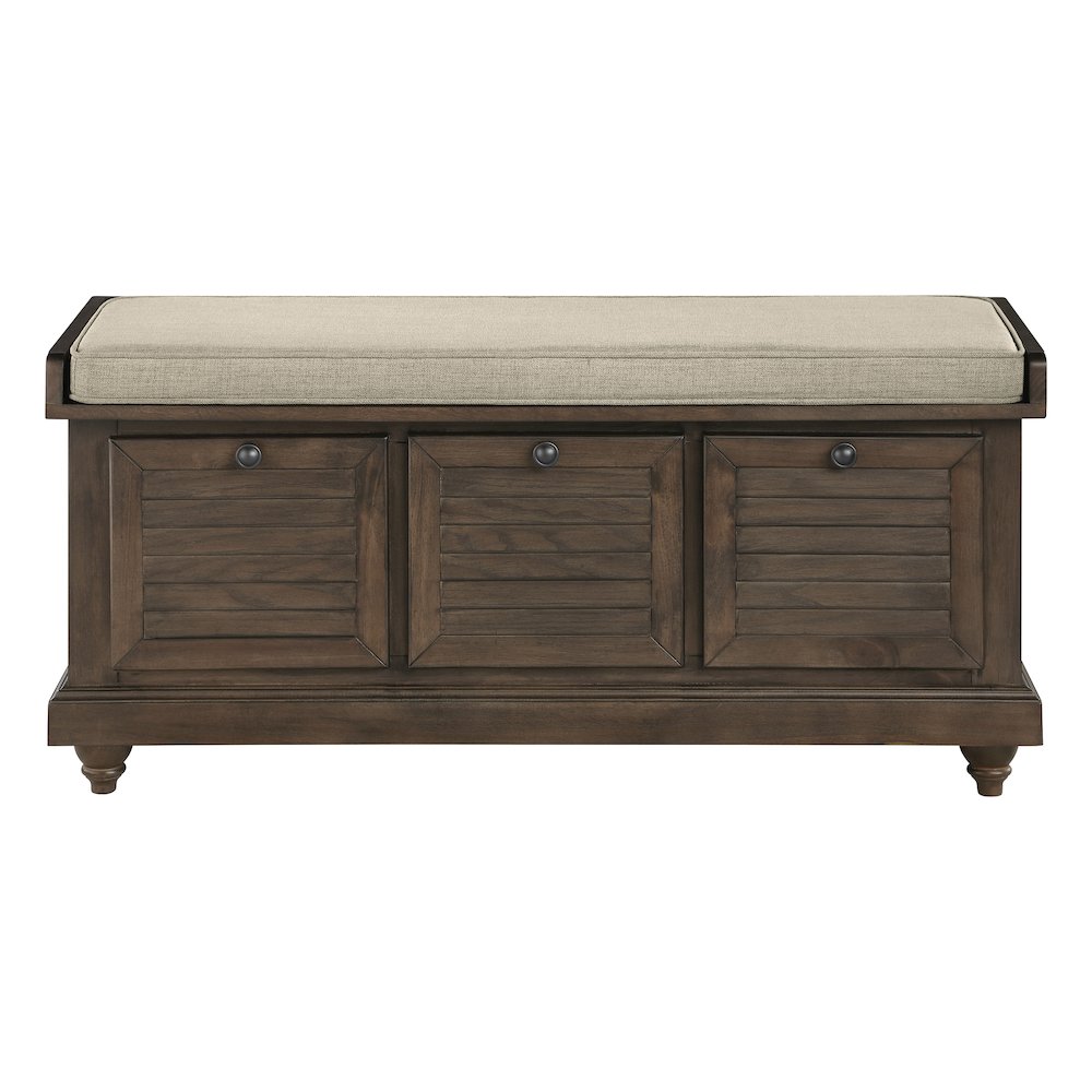 Dover Storage Bench in Dark Finish with Beige Cushion. Picture 2