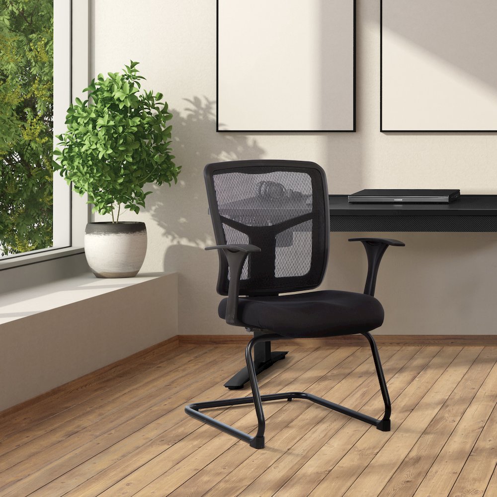 ProGrid Mesh Back Visitor’s Chair in FreeFlex Coal Fabric with Arms. Picture 6