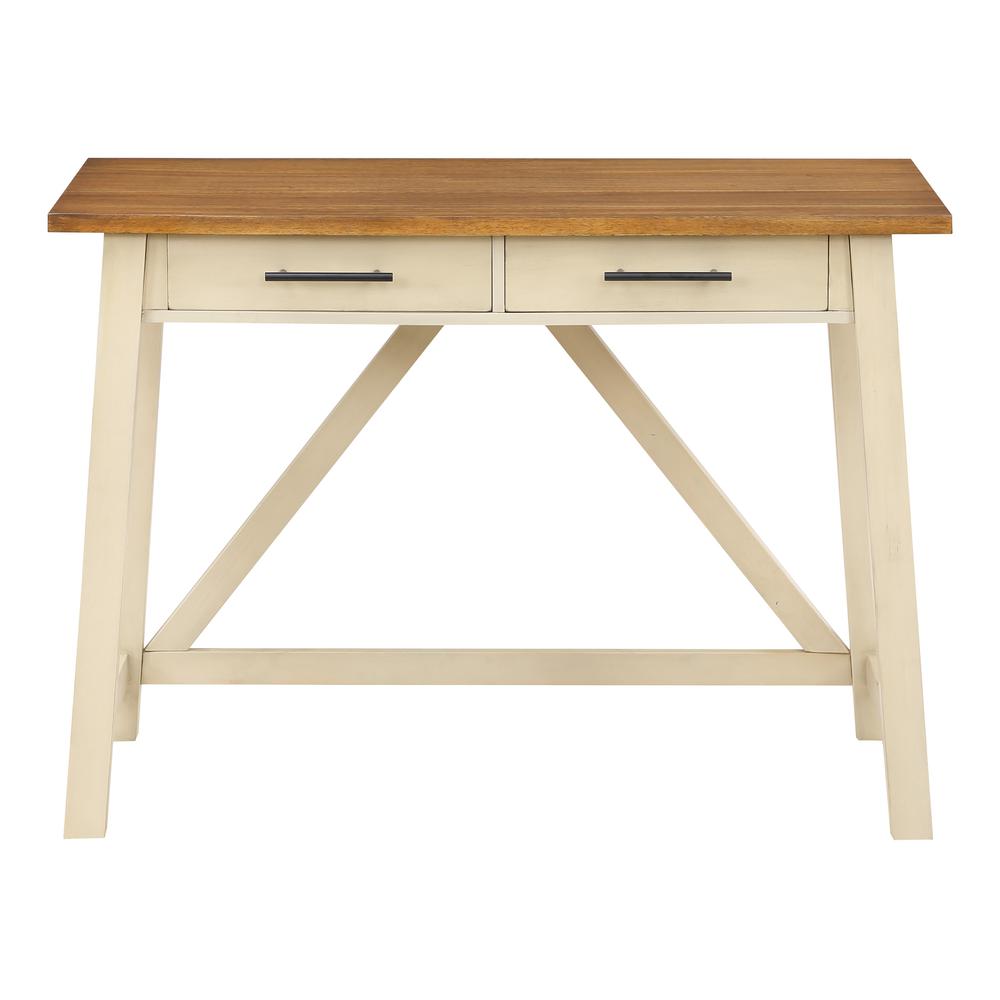 Milford Rustic Writing Desk w/ Drawers in Antique White Finish. Picture 3