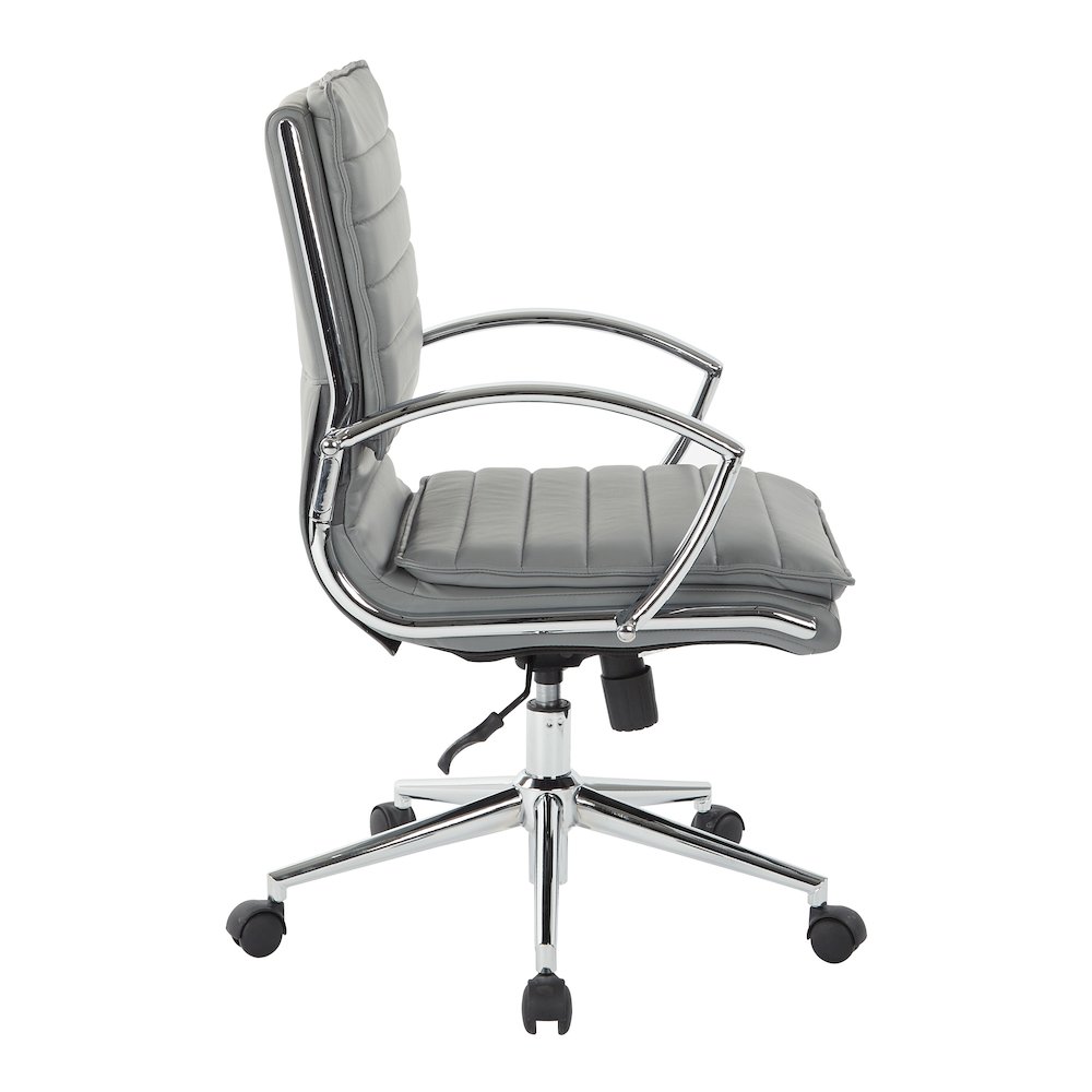 Mid-Back Manager’s Faux Leather Chair with Chrome Base, Removable Arm Sleeves.. Picture 5