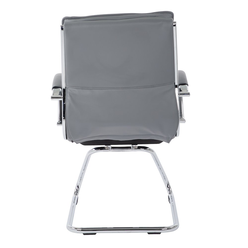 Guest Faux Leather Chair with Chrome Base and Includes Removable Arm Sleeves. Picture 7