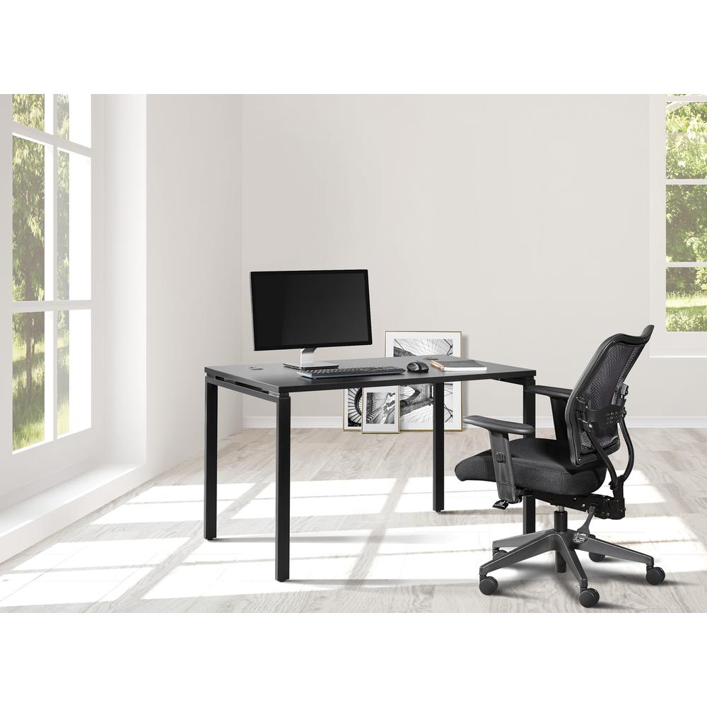 48" Writing Desk with Black Laminate Top and Black Finish Metal Legs, PRD3048D-BLK. Picture 6