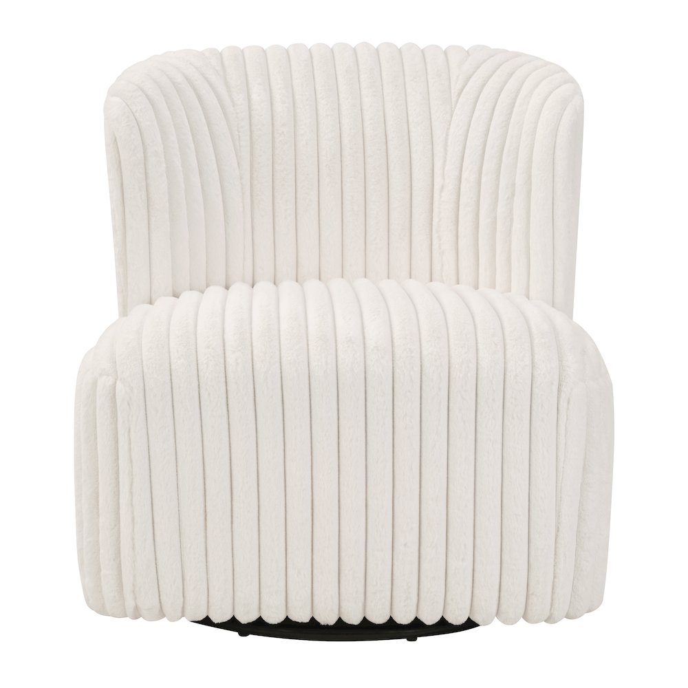 Lucia Swivel Chair in White Cord Fur Fabric. Picture 2