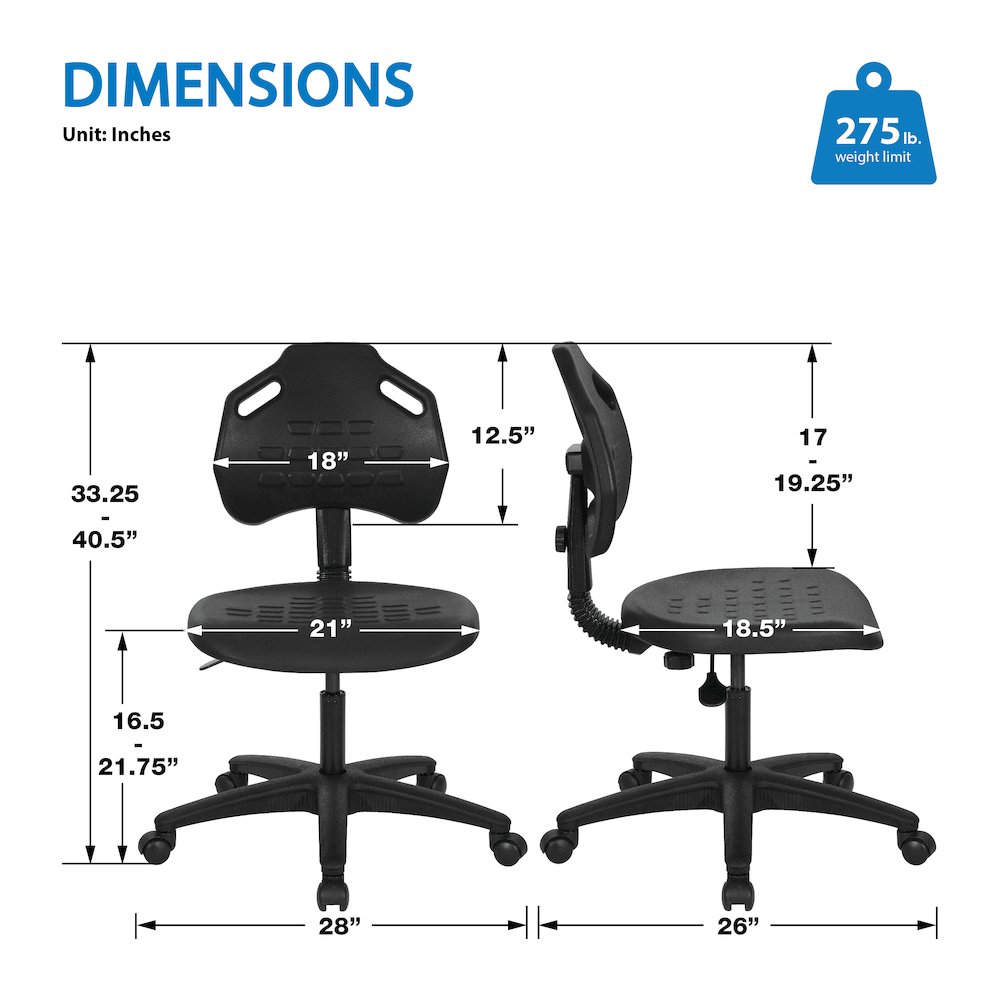 Black Self Skinned Urethane Task Chair. Picture 2