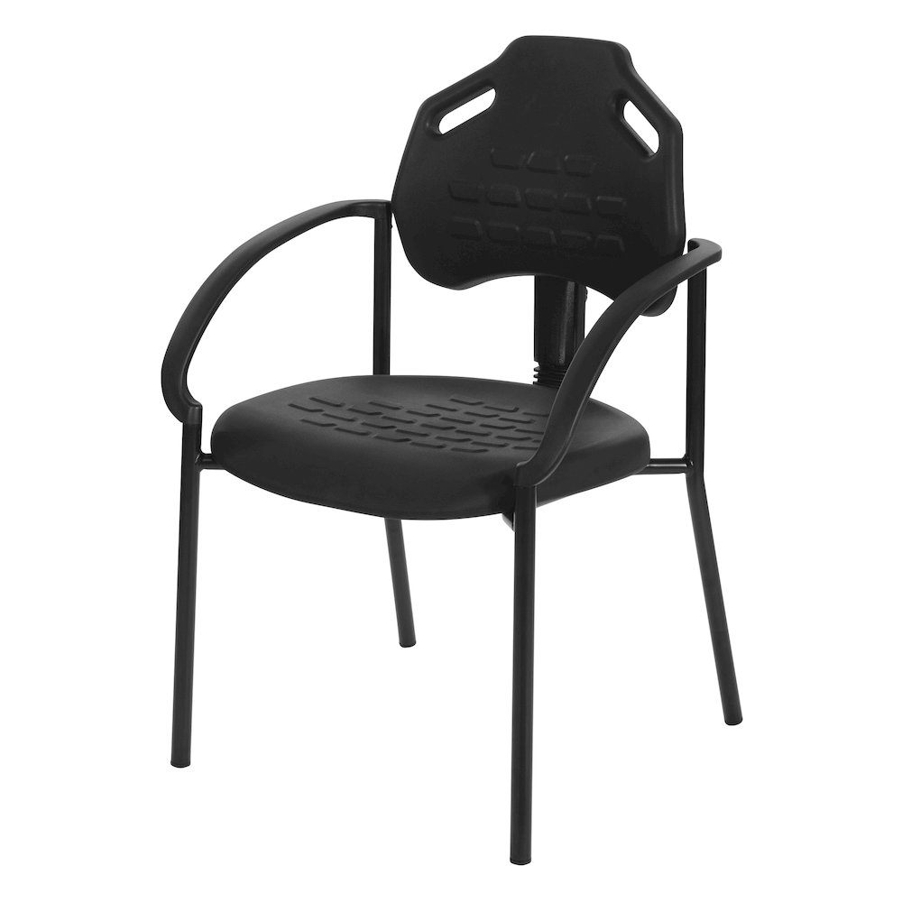 Black Self Skinned Urethane Guest Arm Chair in Black Finish Frame. Picture 2